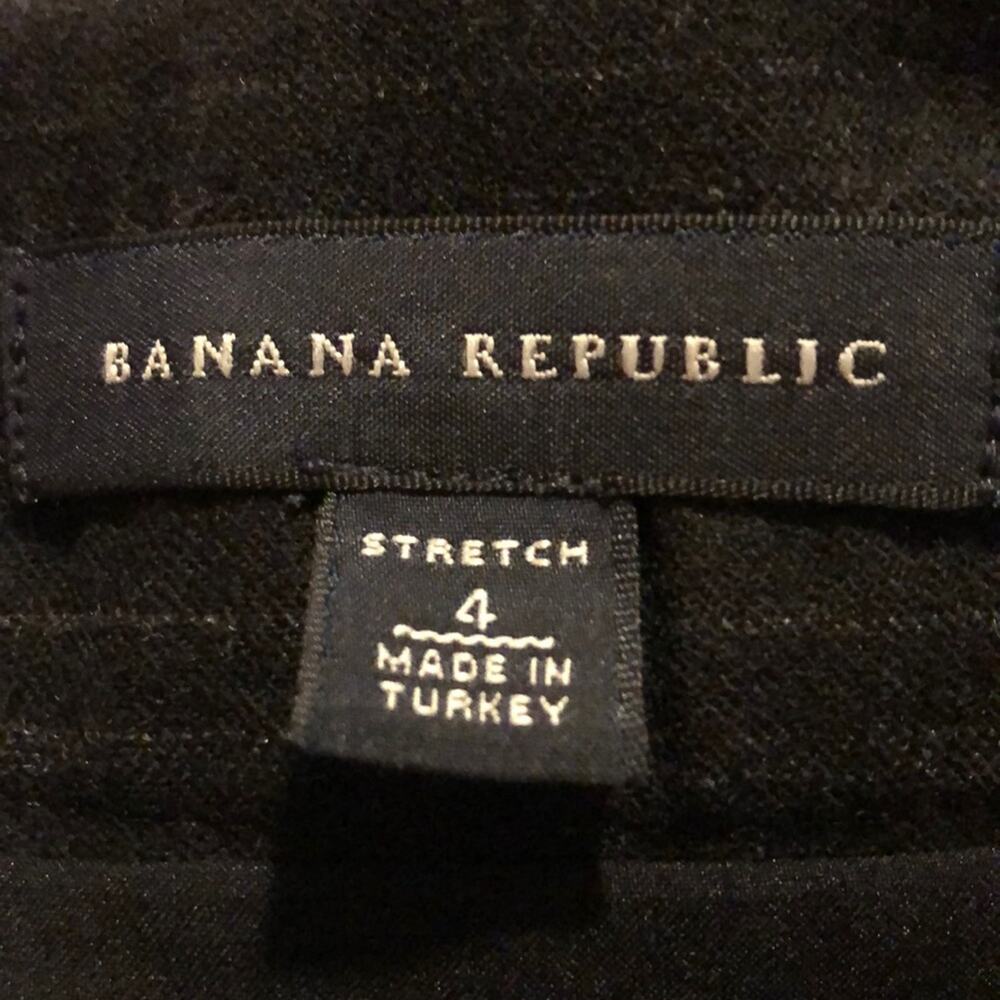 BANANA REPUBLIC Black Gray Pinstripe Stretch Wool Ruffle Hem Skirt Size 4 - Picture 5 of 5